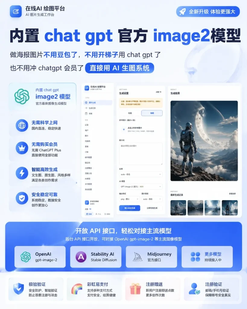 一款PHP的AI图片创作系统 可以对接 OpenAI gpt-image-2 等主流图像模型-个人文字技术分享